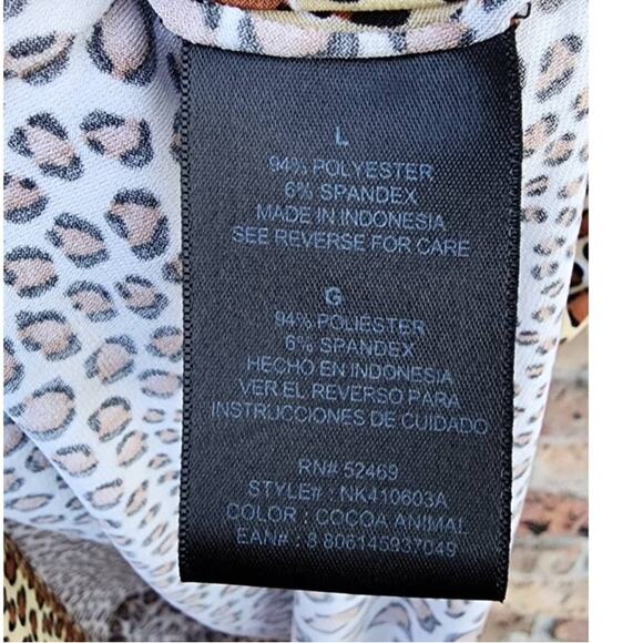 Norma Kamali Cocoa Animal Surplice Faux Wrap Stretch Jersey Dress Large - Picture 5 of 9